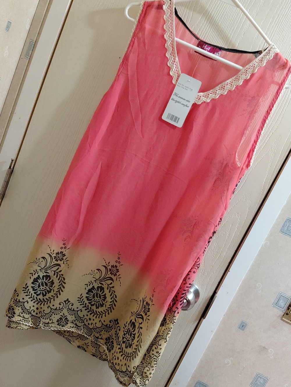 Hot Pink Floral Ombre Lace-Trim Camisole